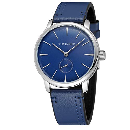 KUANDARMX Mode Automatik Mechanische Uhr Herren Einfache Und Großzügige Uhr Leben wasserdichte Digital Dial Lederband Herren Casual Gehärtetes Glas Spiegel Boutique Verpackung Geschenk, A Cover
