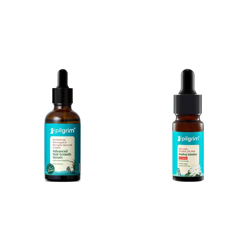 Pilgrim Redensyl 3%+Anagain 4% Advanced Hair Growth Serum For Scalp (50Ml) With Rosemary & Korean Black & 25% AHA + 2% BHA + 5% PHA Peeling Solution For Tan Removal - 10ml-image-17