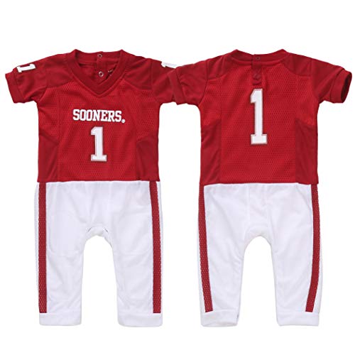 FAST ASLEEP NCAA Boys Infant Football Uniform Pajamas, 6-9 Months, Crimson