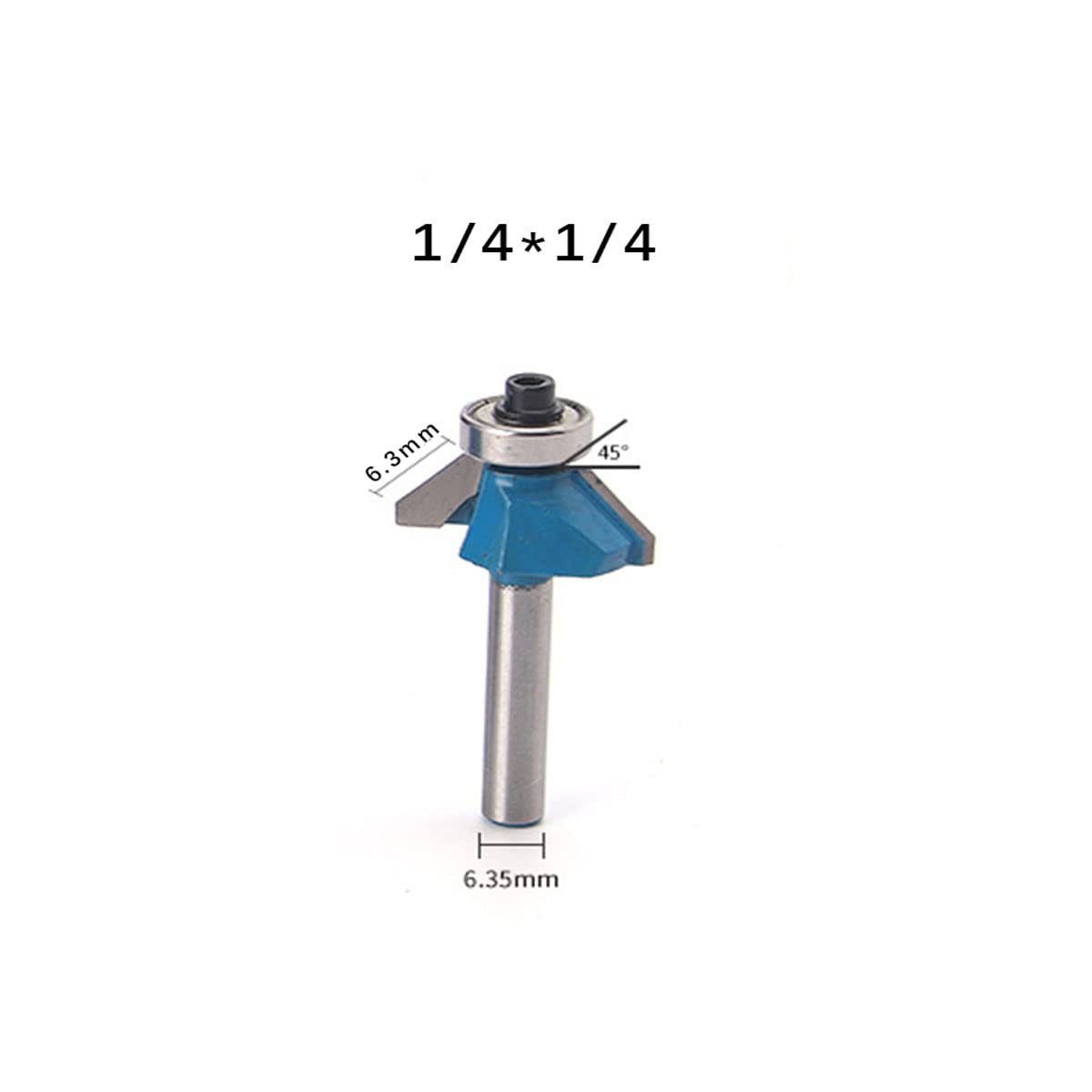Unifizz Chamfer Router Bit 45 Degree Bevel Edging Cutter Bit 1/4" Shank 1/4" Bevel Length Forming Router Bit Cutting Bit for Carpentry Woodworking Cutter Tool Blue 1 PCS - Image 2