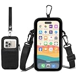 [Prime Comfort] スマートフォンショルダーバッグ, タッチスクリーン対応, TPU素材, 7.2インチまでの携帯電話対応, 防水, 取り外し可能ストラップ付き, ブラック (クリアブラックA)