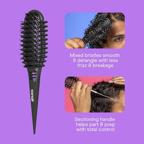 Image of Conair Curl Define Pro Detangler Brush for Curly Hair, Dual Vents with Continuous Grooves, Mixed Bristles for Frizz-Free Detangling, Smoothing, and Curl Definition, For Shorter Hair with Loose Curls