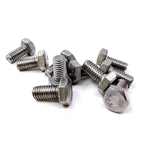 Image of M6 Hex Bolt, M6-1.0 x 12mm Hex Head Screw Bolts, 304 Stainless Steel, Fully Threaded, Plain Finish, Hex Tap Bolts 25 PCS (M6x12mm)