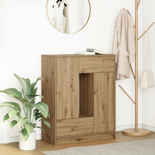 YuuSsea Aparador con cajones y puertas, roble Artisan, 73 x 31 x 90 cm, material de madera resistente, espacio de almacenamiento versátil para salón, comedor, entrada