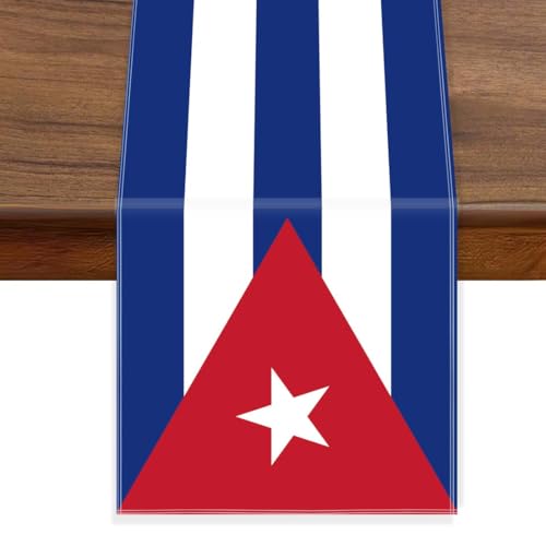 Cuba Velvet Table Runner,Cuban Flag Table Cloth Decoration,Soft Texture Tablecloth for Home Party Decor 12×72inch