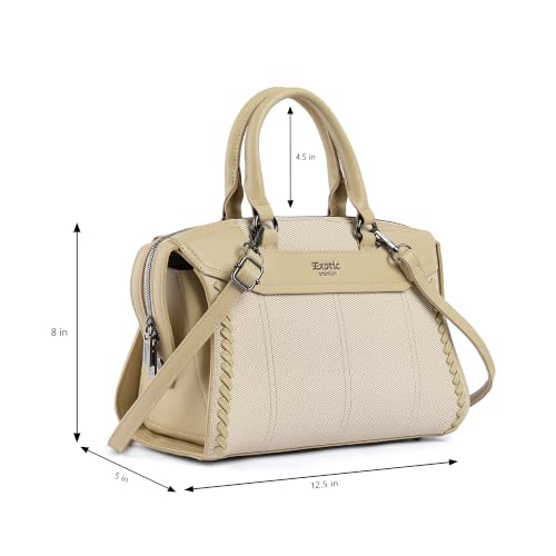 Image of EXOTIC Premium Celeste Tubular Handle Satchel Handbag for Women with Detachable & Adjustable Sling Strap | Spacious Structured Shoulder Bag | Spacious Structured