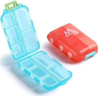 2 Pack Pill case Travel Pill Organizer, Pill Box for Purse Vitamin Fish Oil 10 Compartments Container Medicine Box by M Muchengbao