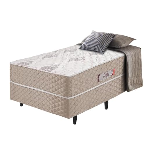 Cama Box Solteiro Conjugada Ortopédico Alpha Espuma 88x188x52cm Bege/Branco Hellen
