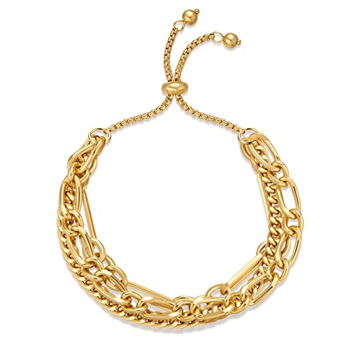 ENSKEFEN Dainty Chain Bracelets for Women Adjustable Slider Bangle Bracelet Paperclip Link Bracelets...