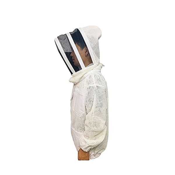 YZLP Imkerhandschuhe 1 Set Imkeranzug Bienenkleidung Bienenkücherjacke weiß dreischichtige Mesh Bienenanzug Imker… – Bild 4
