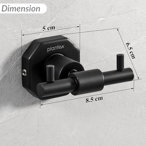 Image of Plantex 304 Grade Stainless Steel Robe Hook /Cloth Holder /Towel Hanger /Bathroom Accessories - Nipron (Black)