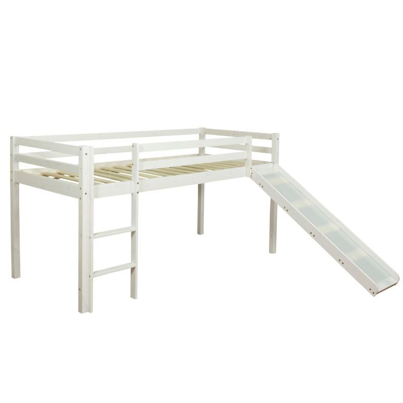Homestyle4u Kinder Hochbett 90x200 Weiß Bettgestell Kiefer Massivholz