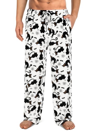 Mens Halloween Pajama Pants,Novelty Funny Soft Pj Sleep Lounge Bottoms with Pockets & Drawstring