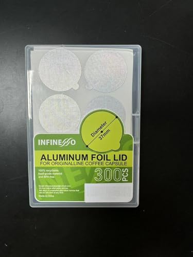 300pcs Espresso Coffee Capsules Foil Seals Aluminum Espresso Lids Aluminum Foil Lids Stickers to Reuse Capsules Espresso Machine Pods Stainless Steel Capsule Cups, 37 mm.