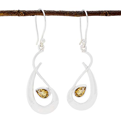 Boucles d'oreilles pour les femmes en citrine poire le cadeau idéal en argent