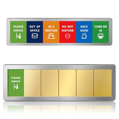 Image of Office Door Signs- 6 Options Out Of Office Sign for Door,Do Not Disturb, In A Meeting,Please Knock, Come On In,Back Soon, Privacy Slider Sign for Workplace Privacy & Conference Room