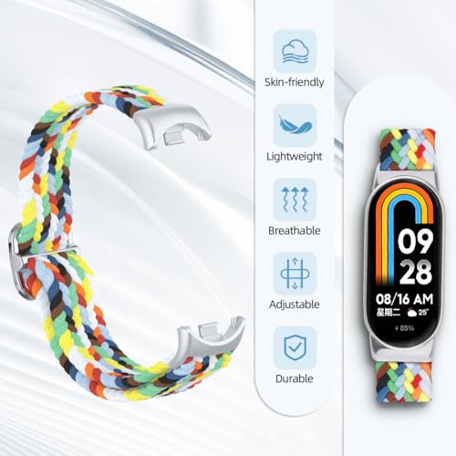 AXFEE Nylon Loop Straps Compatible with Xiaomi Smart Band 9/8, Elastic Nylon Watch Strap, Soft Breathable Sport Braided Straps, Adjustable Replacement Wristband for Women Men - Image 3