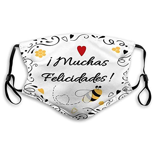 Preisvergleich Produktbild Mundschutz Gesichtsbedeckung YILINGER Wiederverwendbarer waschbarer Schildschal (2 Filter) Gratulationsdesign-Element mit Text Gratulationstitel auf Spanisch