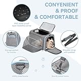 Petsfit Faltbarer Transporttasche Katze und Hund,erweiterbare Katzentransportbox mit Schultergurt Hundetragetasche Flugtasche Oxford Gewebe für Katze und Hund, L/Grau/Einseitig