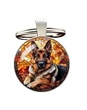 regalo cucciolo pastore tedesco brescia acciaio inox. Portachiavi, gioiello da borsa cabochon cane pastore tedesco seduto.
