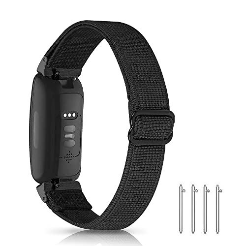 KONEE Correa Compatible con Fitbit Inspire/Fitbit Inspire HR Correas De Reloj, Nailon Pulsera Repuesto para Compatible con Fitbit Inspire 2 / Fitbit Ace 2 - Negro