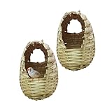 Wicker Nest Baskets for Nesting Finches - 2pcs of Durable Wicker and Comfortable Exotic Bird Nest for Cage, Designed for Finches and Canaries, Perfect Bird Cage Accessories for Small Birds