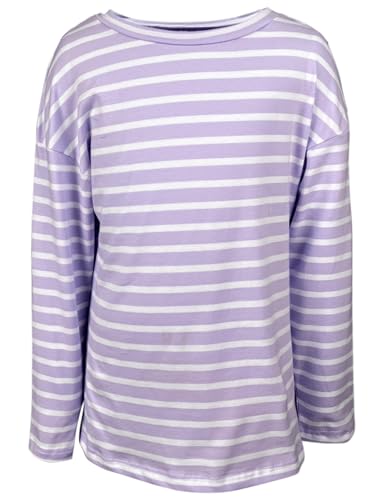Image of Fanway&EC Girls Casual Long Sleeve T Shirts Basic Crewneck Striped Tunic Blouses Tops