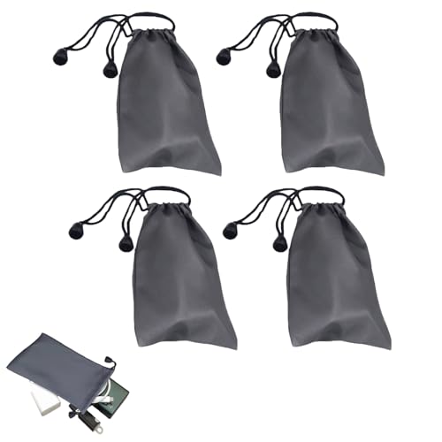 4 Pcs Grau Drawstring Aufbewahrungstasche,Beutel mit Kordelzug,Aufbewahrungsbeutel,Spritzwassergeschützt Beutel Handy,Wiederverwendbare Folientaschen,Stausack Kordel Lagerung beutel für Mobiltelefonen