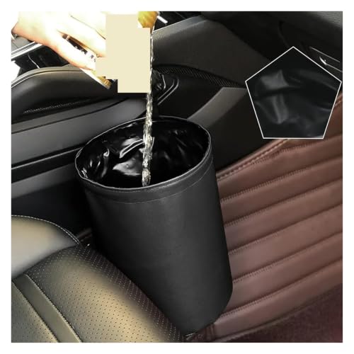 Cubo de basura para coches plegable e impermeable en cuero PU 3