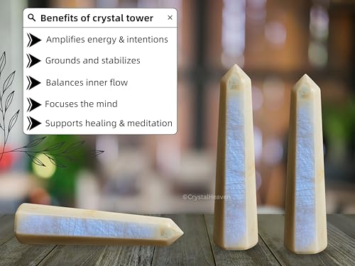 Image of Crystal Heaven Certified Moonstone Tower Obelisk Point For Chakra, Healing And Balancing - Aaa Grade Original Certified Gemstone Agate For Reiki Meditation Yoga Spiritual (2-3 Inches)