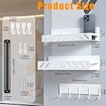 Magnetic Spice Rack for Refrigerator,4 Pack Metal Magnetic Shelf White with Hooks,Magnetic Knife Rack & 4 Hooks,Heavy Duty Space Saving Storage for Spices,Hollowed-out - Image 2