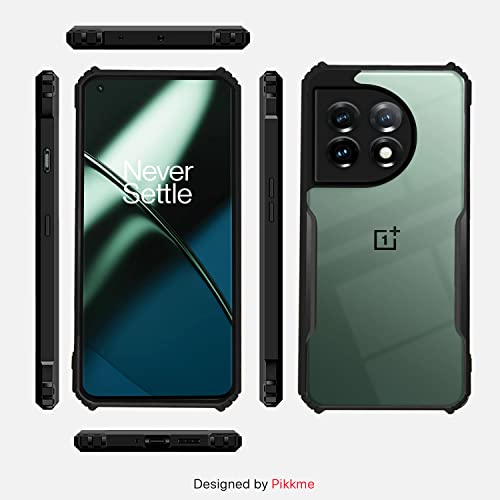 Image of Pikkme OnePlus 11 5G Back Cover | Crystal Clear Transparent Back | Ultra Hybrid | Full Camera Protection | Raised Edge | Bumper Back Case (Black)