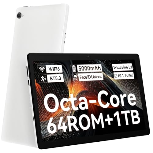 Laptok Tablet 10 pollici Android 15 Tablet con Octa-Core, 20GB+64GB+1TB Espansione, 1280 * 800 HD IPS Touchscreen, tablet Android con WiFi 6 BT5.3, Face ID, Doppia Fotocamera 5MP+8MP, Widevine L1