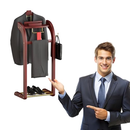 Qcesorib Galán de Noche Multifuncional con Perchas, Galan de Noche Moderno con Bandeja, Galán de Noche para Dormitorio con Perchero para Pantalones, Fácil de Montar, para Dormitorio Salón