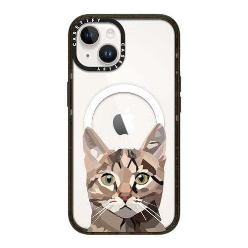 CASETiFY �C���p�N�g iPhone 14 �P�[�X [MIL�K�i���� (4x MIL-STD-810G)/2.5m����̗����������N���A/MagSafe �ɑΉ�] - Cat - �u���b�N