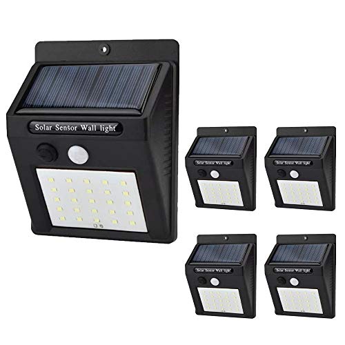 Luminaria Solar Parede 25 Leds Externa 5 unidades Energia Sensor de movimento luz Iluminação Lampada