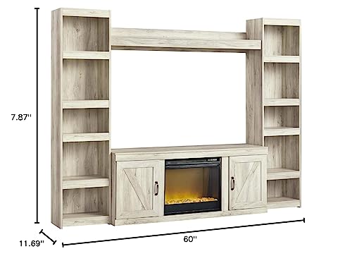 Signature Design By Ashley Bellaby Farmhouse Pier With 3 Adjustable Shelves, Whitewash & Bellaby Farmhouse Entertainment Center Bridge Only, Whitewash #TOP6