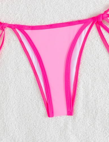 Image of Tainehs Women's Sexy Halter Thong Bikini Tie Two Sides Bottom Triangle Bikini Swimsuits