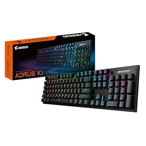 GIGABYTE AORUS GK-AORUS K1 (MX Cherry Red Mechanical Gaming Keyboard - Full RGB backlighting - Anti-Ghosting Capability - Braided Cable - Cable Management - Floating Key Design)