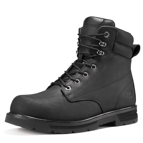 Image of NINGO Steel Toe Work Boots for Men, Water Resistant Crazy Horse Leather | Comfortable Lightweight Non Slip Work Shoes, EH Protection Steel Toe Boots, Arch Support, Construction Industrial Warehouse