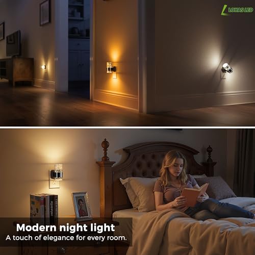 Image of L LOHAS LED Night Lights Plug into Wall, Dimmable Night Light with Dusk-to-Dawn Sensor, Cool White /Soft White /Amber 3 Color Light, Adjustable Brightness, Bubble Nightlight with Rotatable Plug Hallway