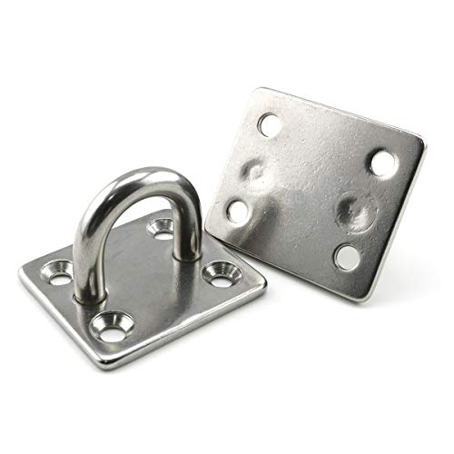 Heyous UHOOK-M8-SQ2 2 Set M8 Suspension Ceiling Wall Mount U Hook Anchor Hanger Stainless Steel Heavy Duty Multi Purpose Hammock Swing Ceiling Hook Square Base Plate thumb #1