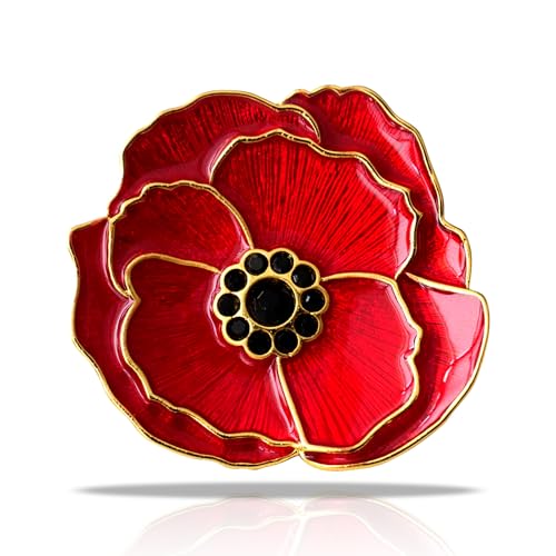 Remembrance Poppy Brooch Pin - Poppy Pins for Veteran day - Poppy Flower Pin Red Brooches Gifts for Women Mom Stepmother Grandma (Gold/1pcs)