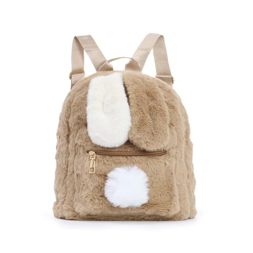Jywmsc Sac à Dos Mignon en Peluche Avec Oreilles de Lapin pour Adolescentes, Bandoulière Moelleux et Pelucheux Kawaii, à Main, D'école, Rose