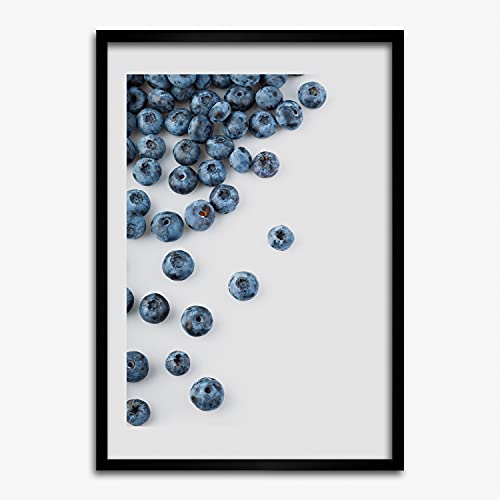 Tableau moderne en bois Tulup 50x70 cm avec cadre de haute finition motif myrtilles