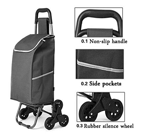 AYCPG Einkaufstrolleys leicht, Treppensteigen, faltbar, Einkaufen, Reisen, Lebensmittelwagen, Koffer, Gepäck, 6 PU-Räder… – Bild 7