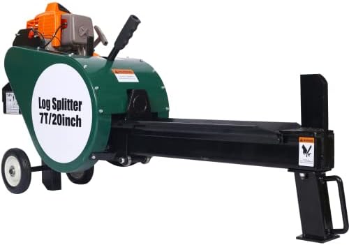 Donext 20" Double Flywheel Log Splitter, 7-Ton Splitting Force,Compact Horizontal Design,Electric & Gas-Powered, Auto Return,63cc Engine, for Firewood Splitting, for Forestry Harvesting,Green