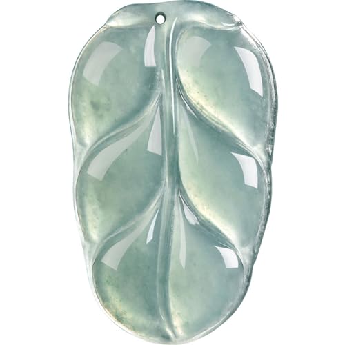 Pendentif en jadéite naturelle de qualité A collier feuille bleue glacée véritable mixte