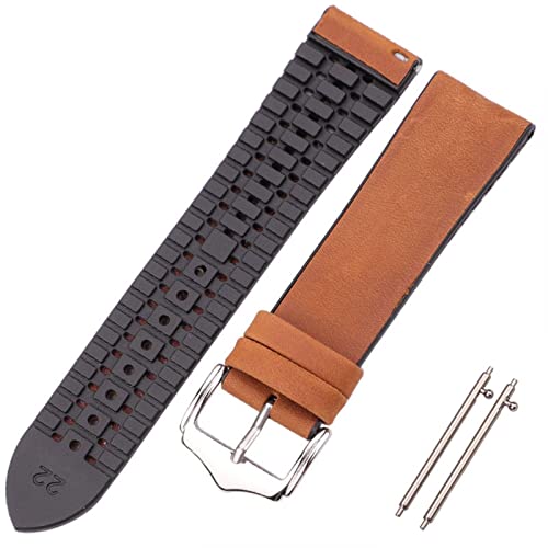 Bracelet de montre en cuir de vachette et silicone 18mm 20mm 22mm pour homme et femme