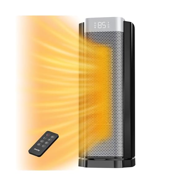 3rd-Gen AEOCKY Zero-Odor Space Heater with AI Thermostat, 1500W PTC Heaters for Indoor Use With Remote, 70° Oscillation, Utmost Silence, Safe Portable Electric Heater for Office, Bedroom, Room, Home